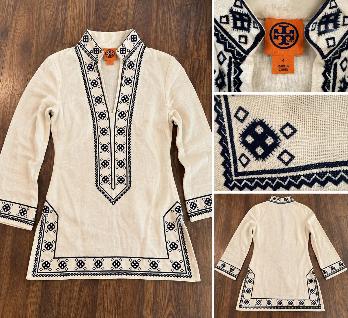Tory Burch Embroidered linen Tunic