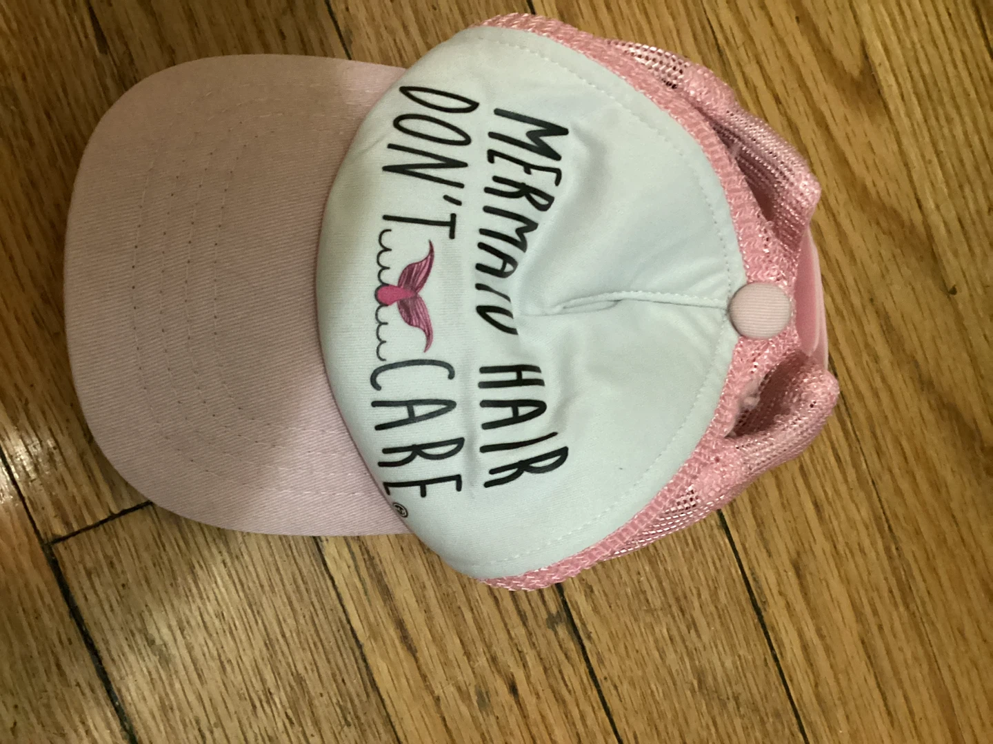 Very small kid Mermaid Hair Don't Care Pink Trucker Cap