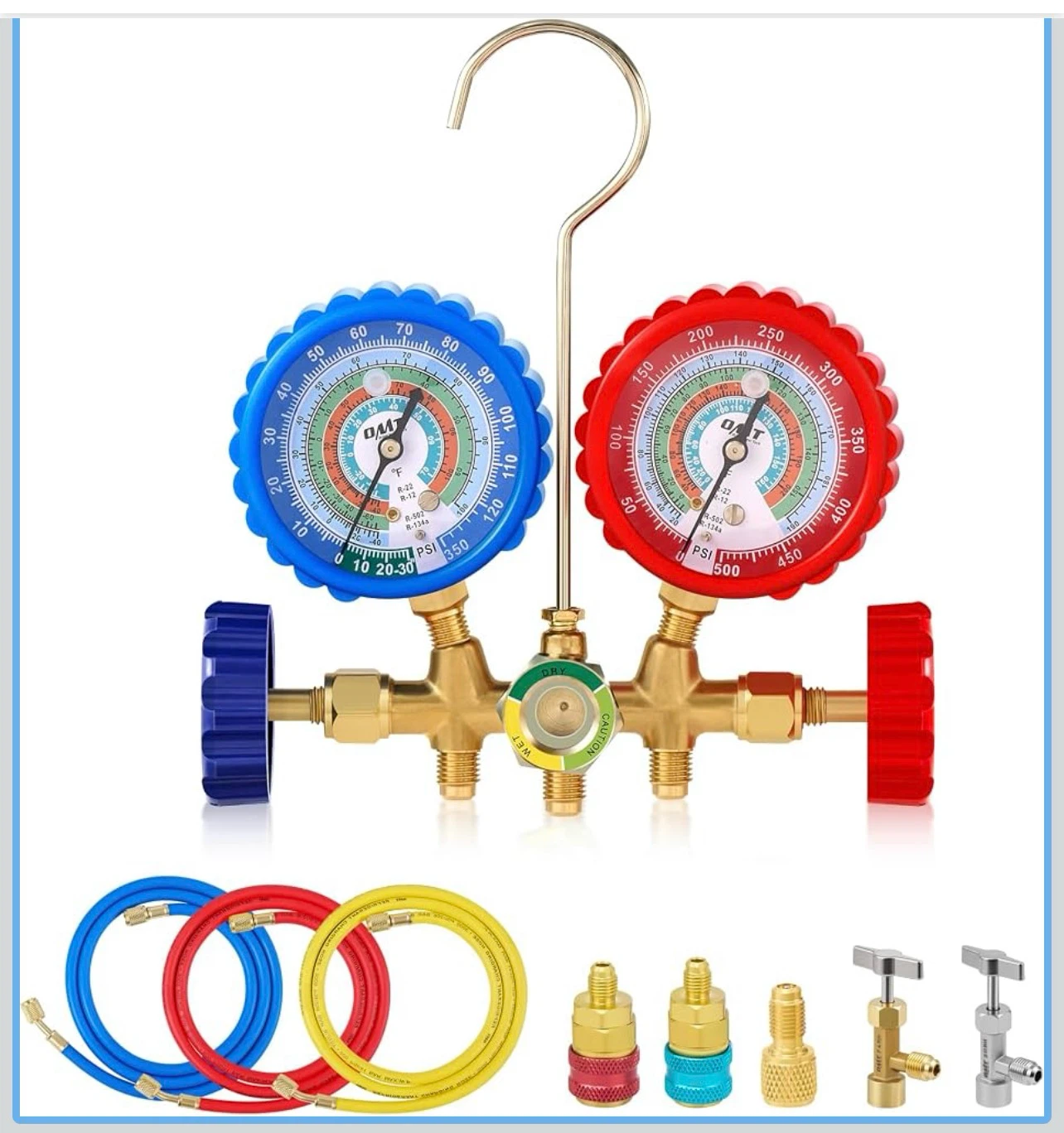 OMT 3-Way Manifold Gauge Set for HVAC Systems