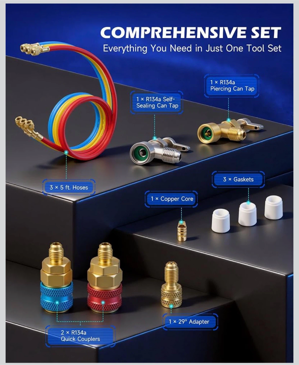 OMT 3-Way Manifold Gauge Set for HVAC Systems - photo 3