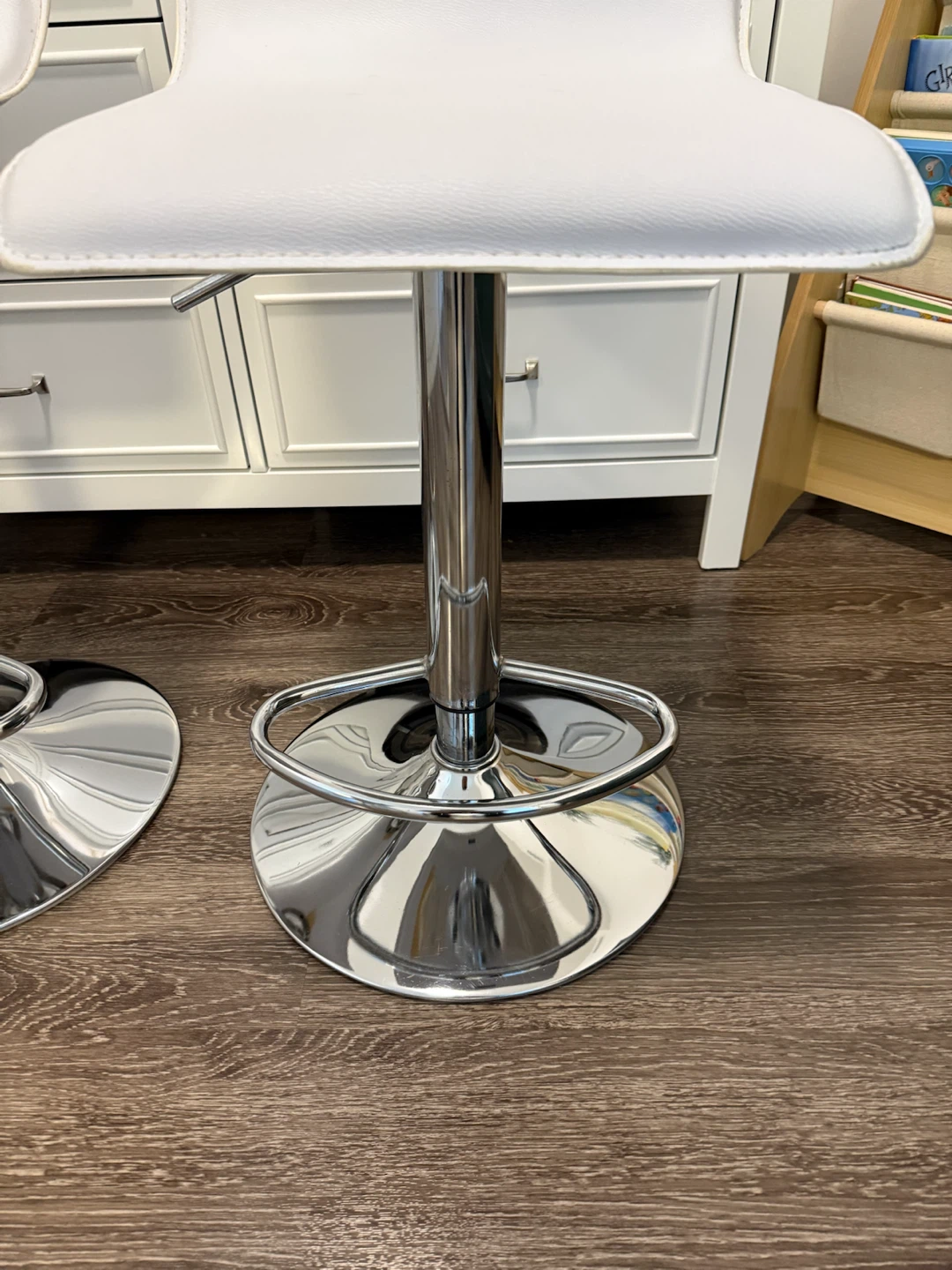 Set of Two Adjustable White Bar Stools - photo 3