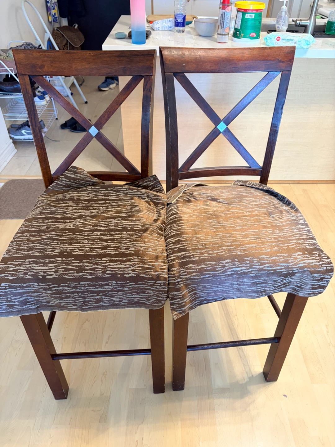 Set of Two Wooden Bar Stools