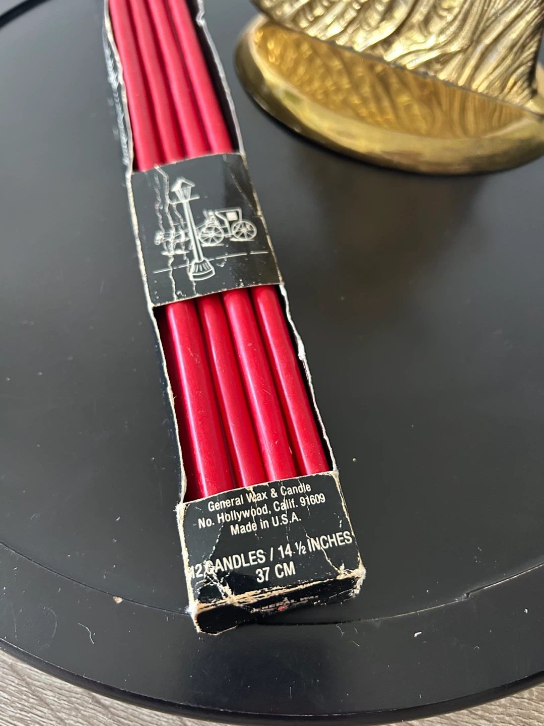 Vintage Brass Angel Candle Holder with Red Candles - photo 3