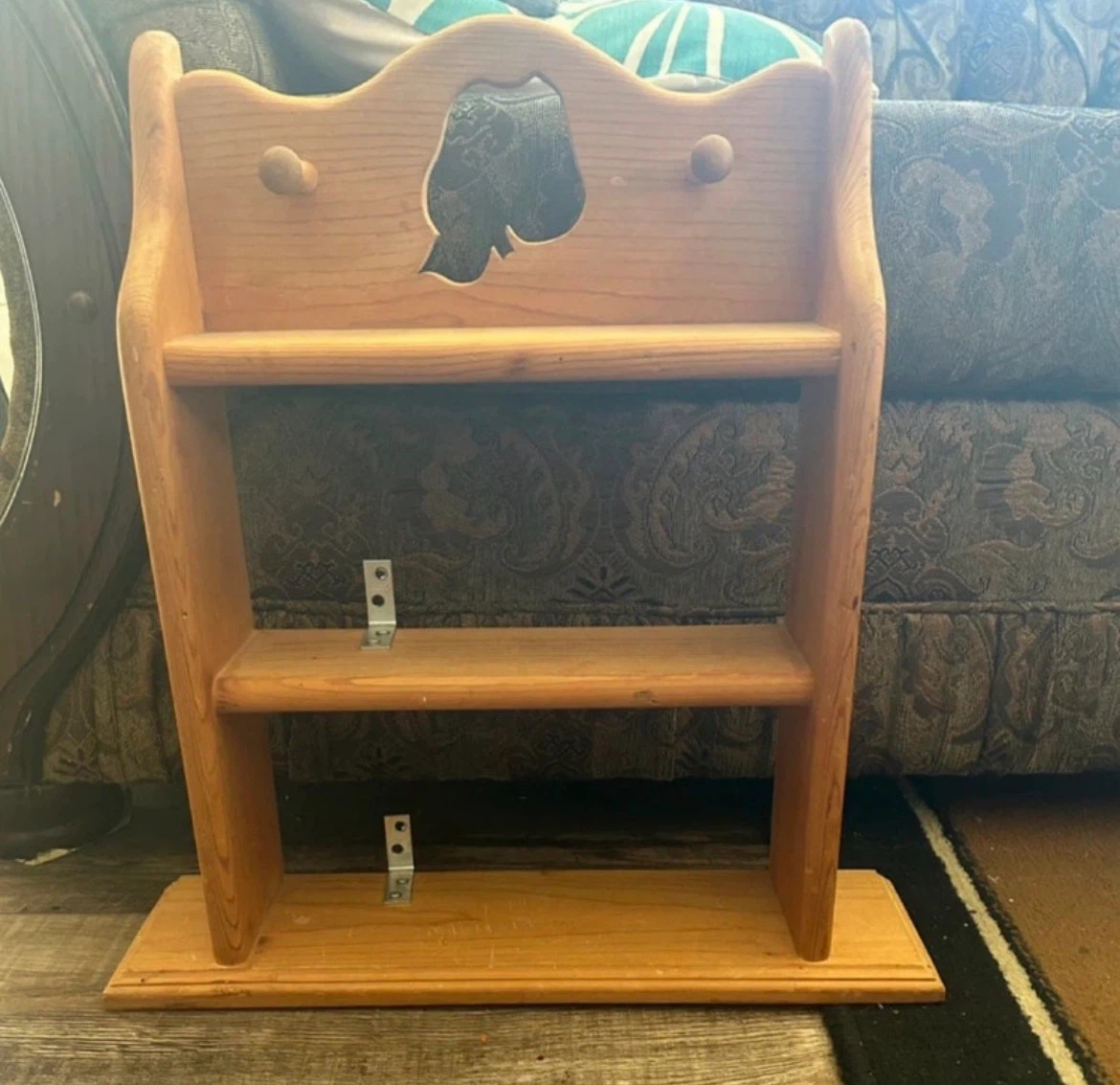Wooden Wall Shelf with Cutout Detail
