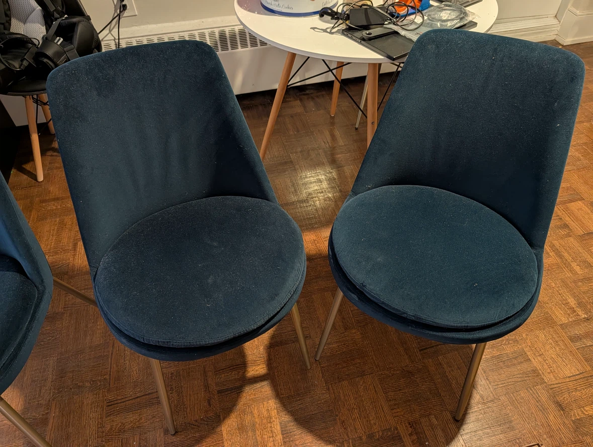 Set of 4 Navy Blue Velvet Dining Chairs - photo 3