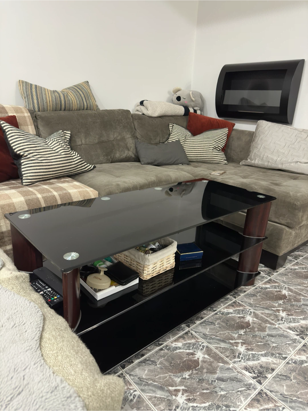 Black Glass Coffee Table 19” heigh