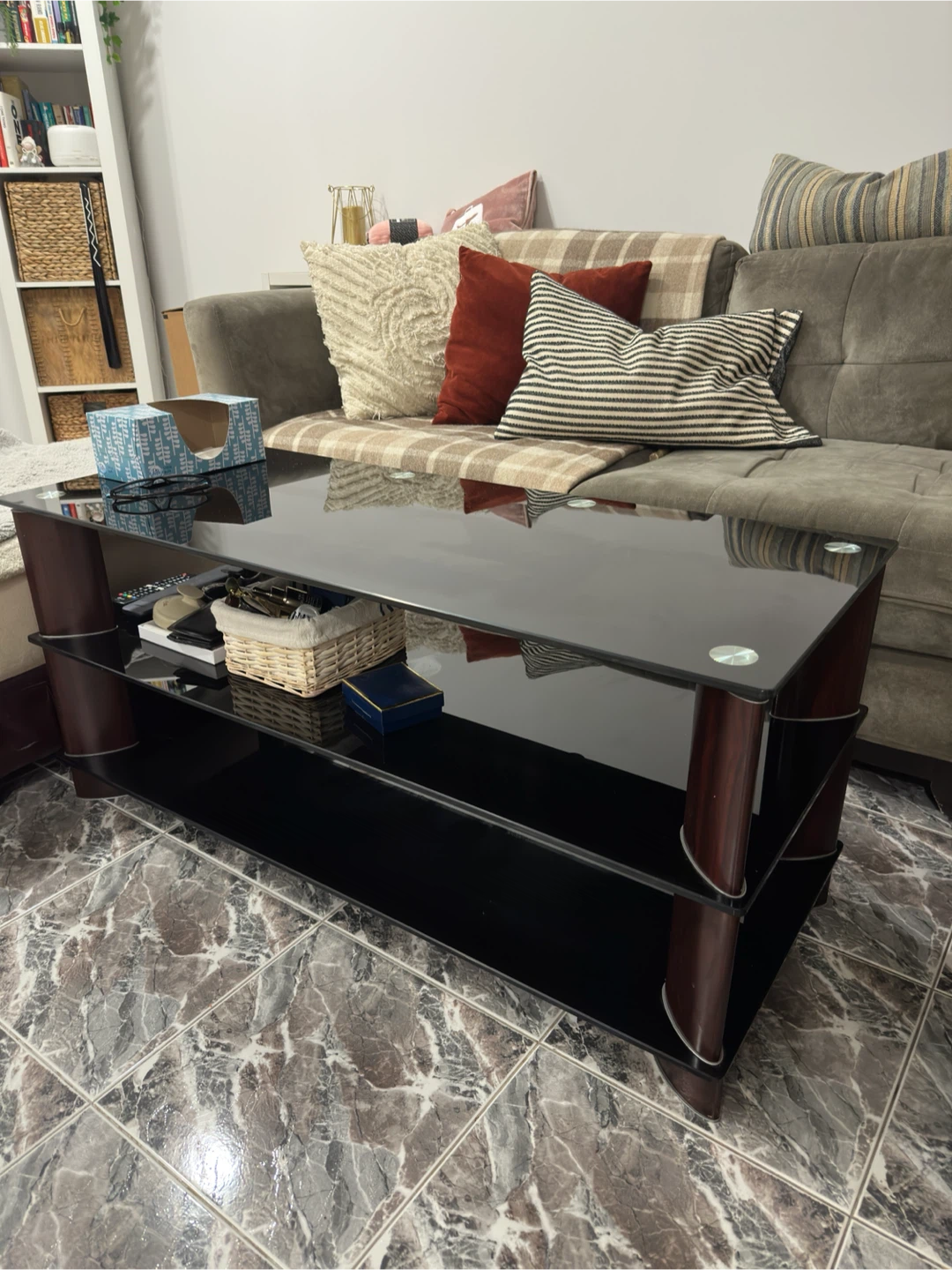 Black Glass Coffee Table 19” heigh - photo 2