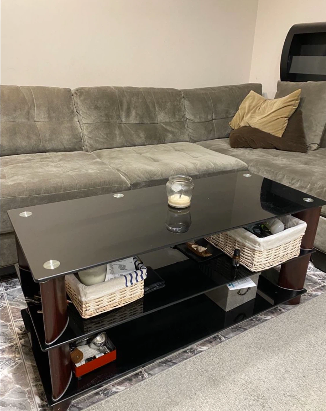 Black Glass Coffee Table 19” heigh - photo 4