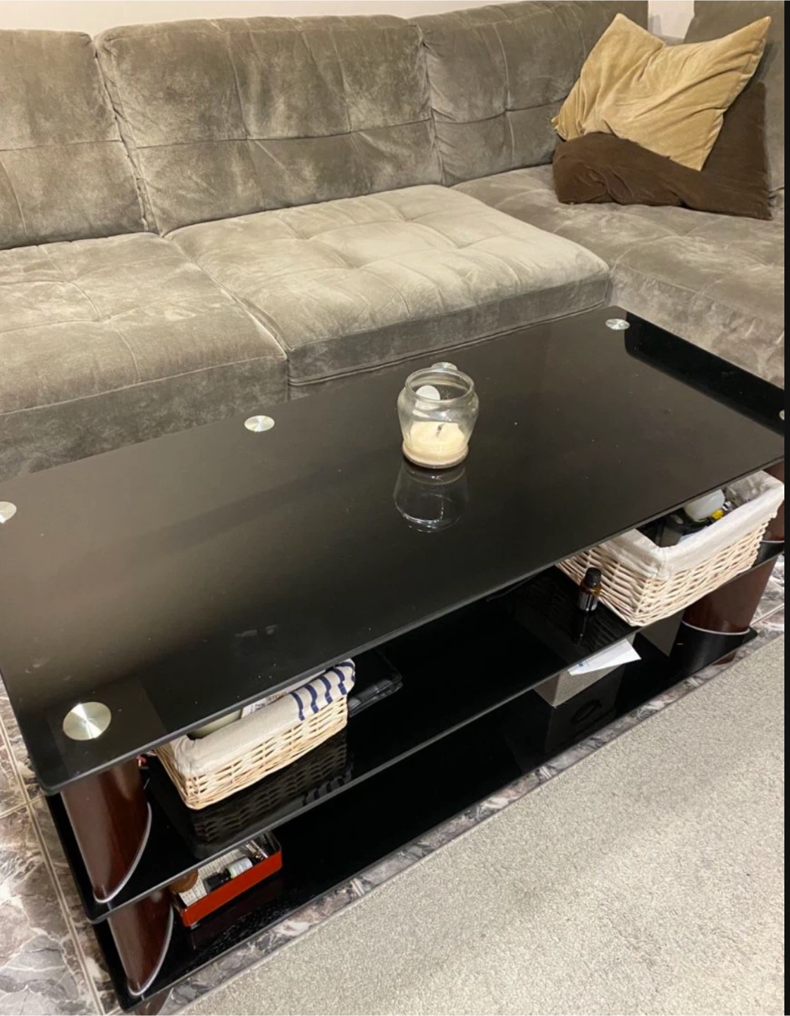 Black Glass Coffee Table 19” heigh - photo 5