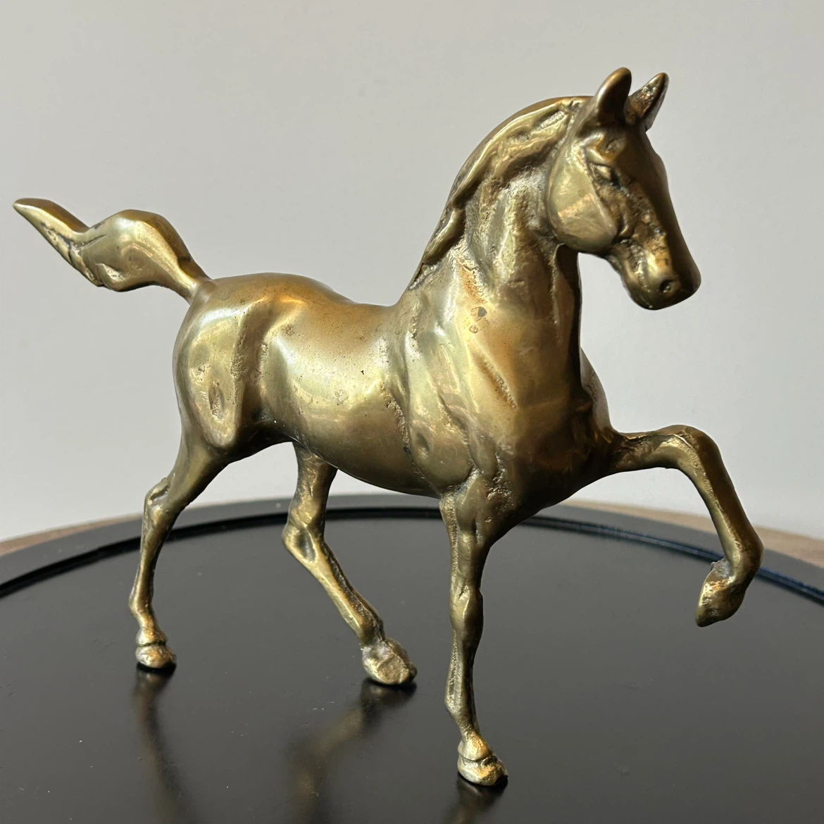 Vintage Solid Brass Prancing Horse Statue