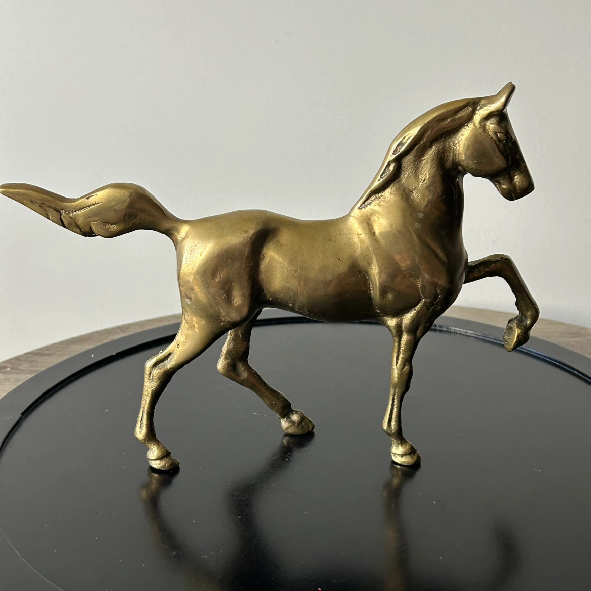 Vintage Solid Brass Prancing Horse Statue - photo 3