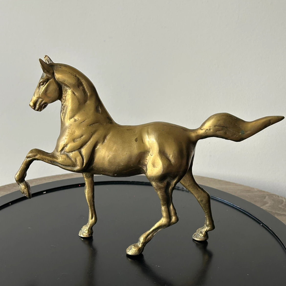 Vintage Solid Brass Prancing Horse Statue - photo 4