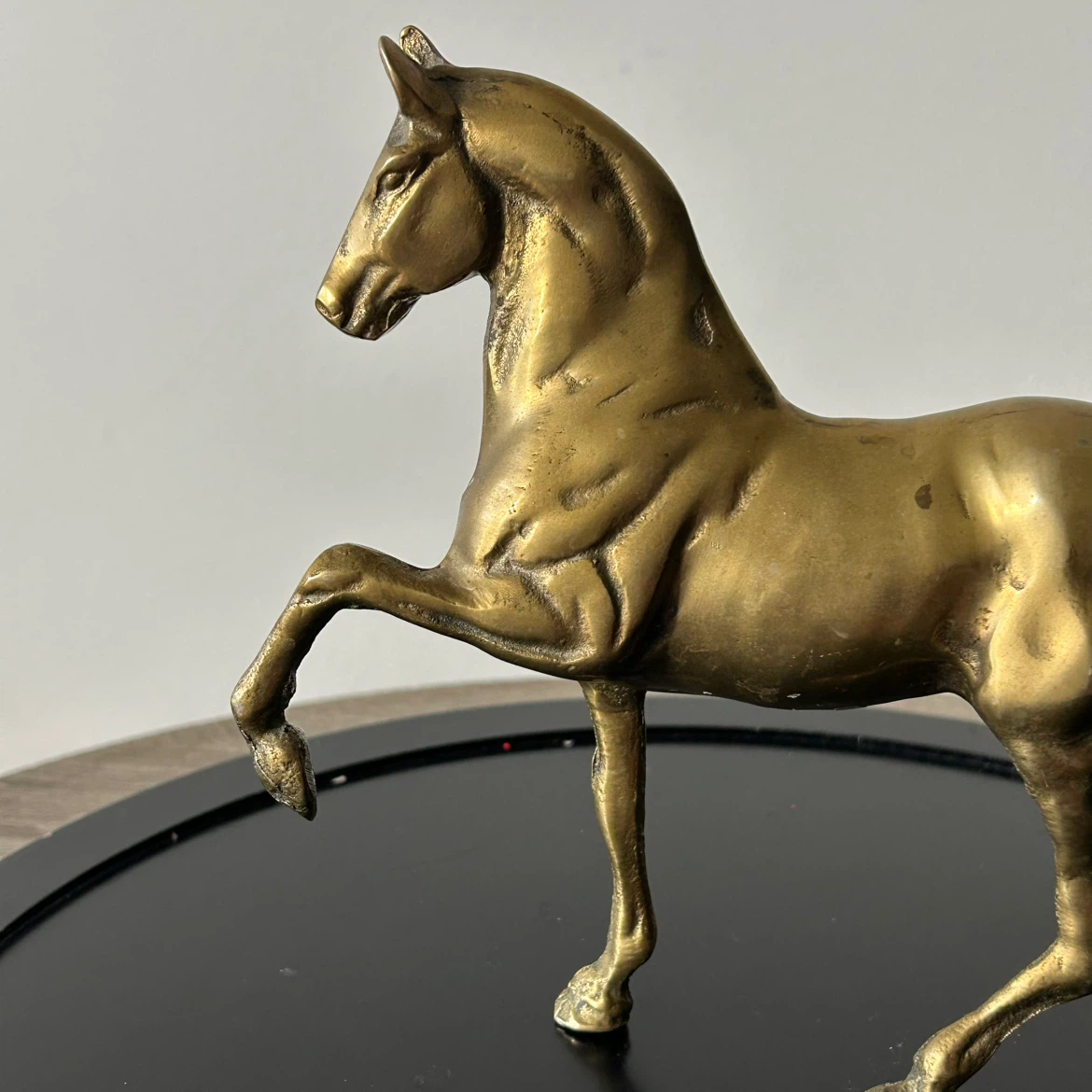 Vintage Solid Brass Prancing Horse Statue - photo 5