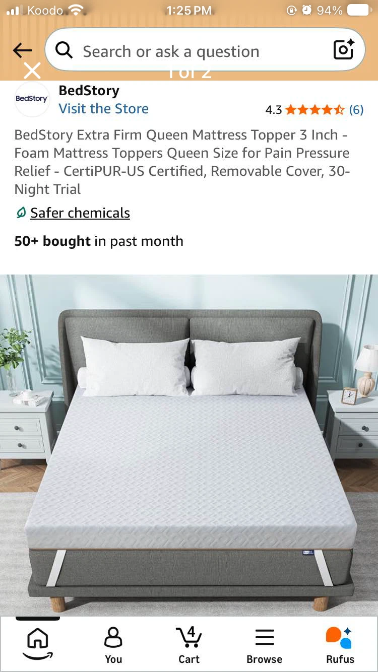 BedStory Extra Firm Queen Mattress Topper