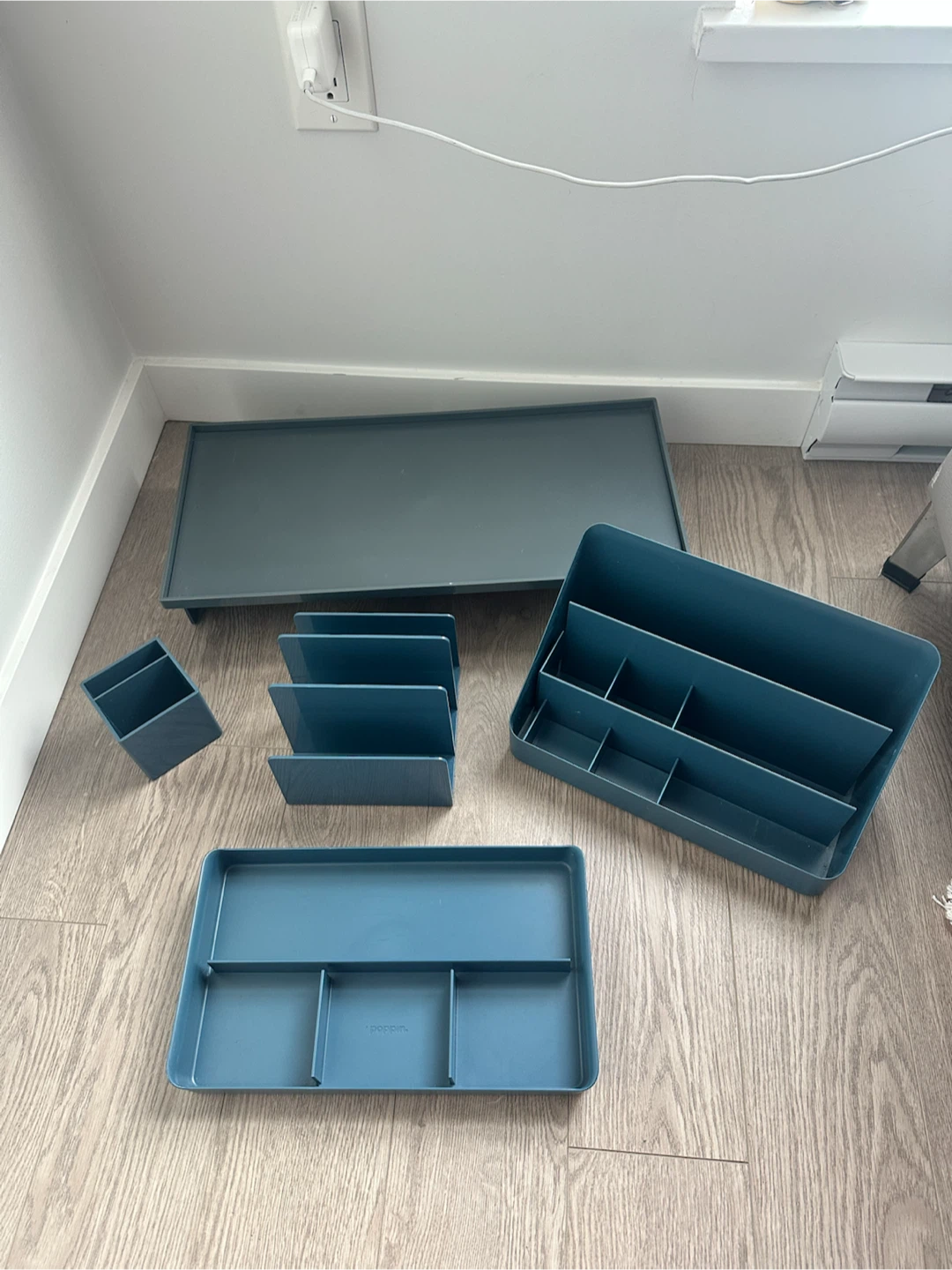 Poppin Blue Desk Organizer Set
