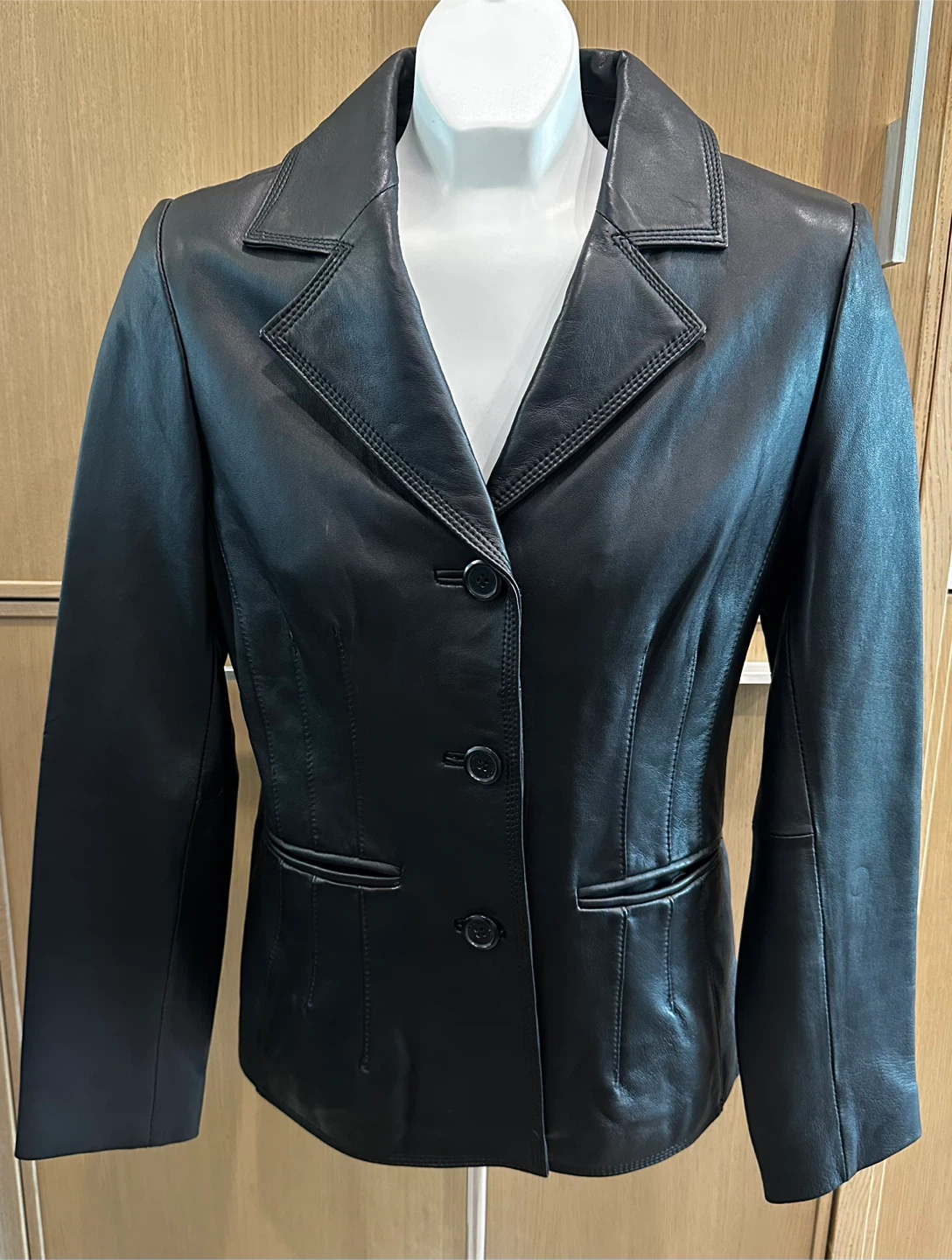 Vintage Lady Hathaway Leather Blazer Black