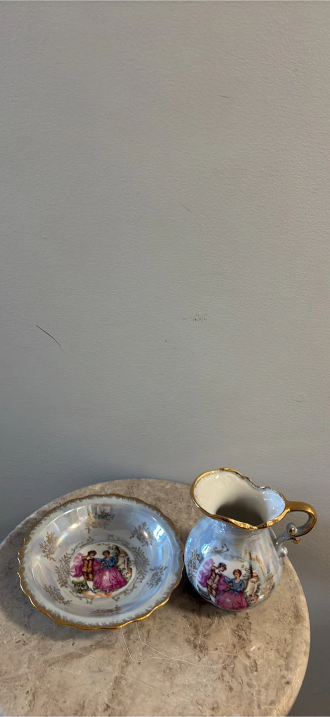 Vintage Giftcraft Porcelain Pitcher and Plate - photo 3