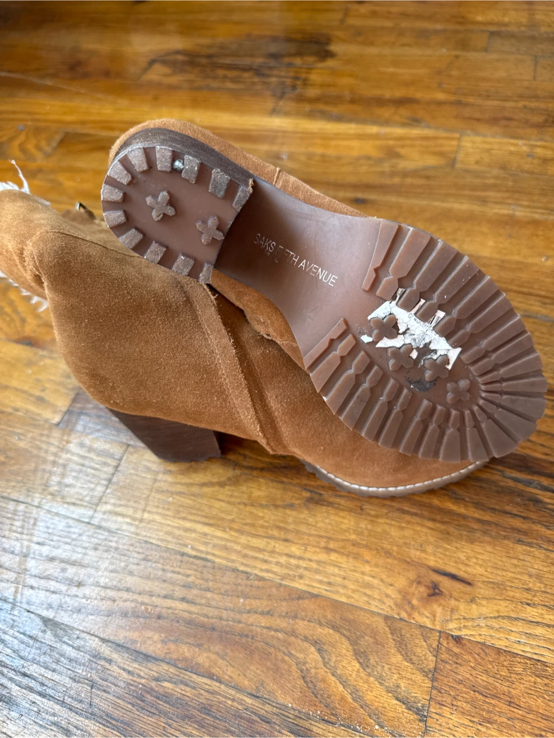 Size 8 Saks 5th Ave Brown Suede Ankle Boots - photo 2