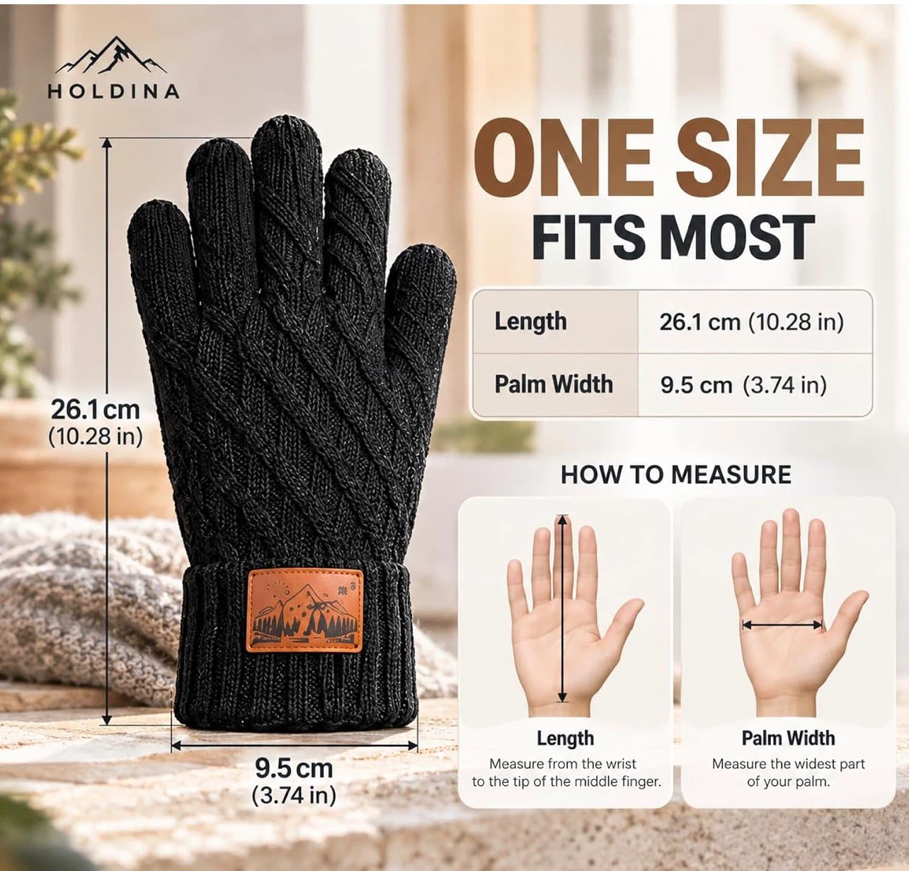 Touchscreen Winter Gloves - Black and Tan Set - photo 2
