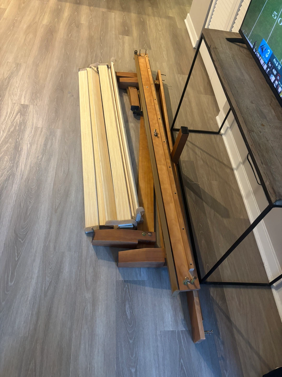 Wooden Queen bed frame & mattress - photo 4