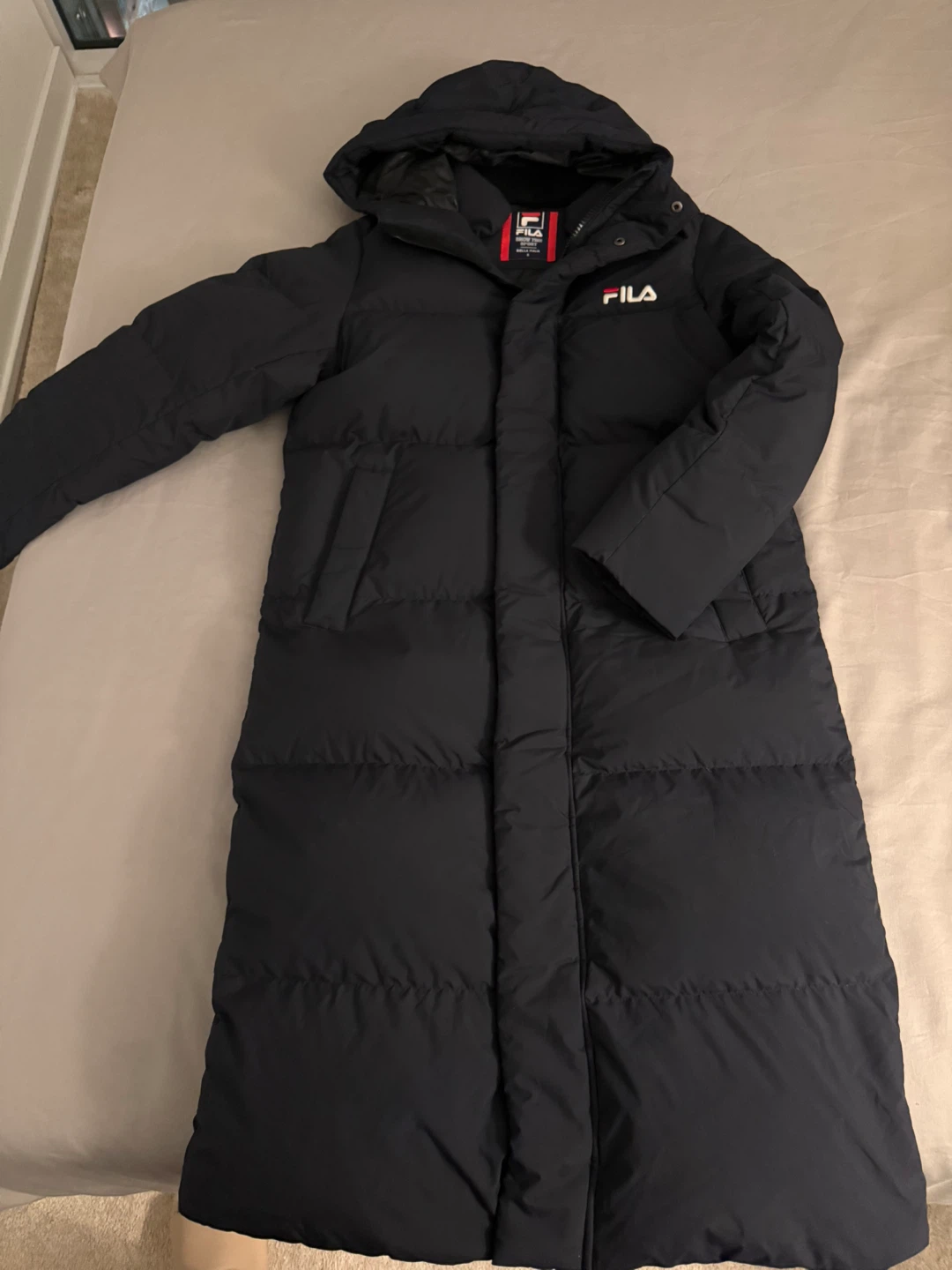 Fila Long Puffer Coat Black