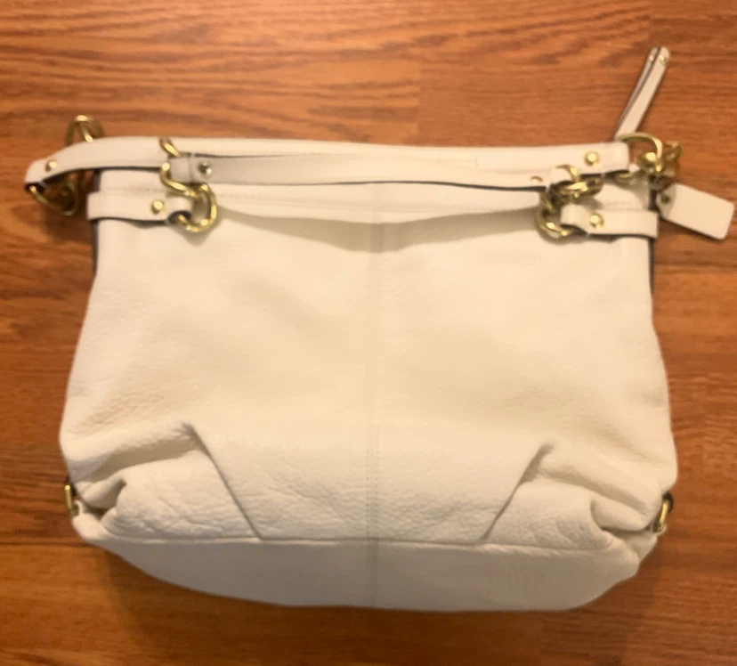 Coach Cream Leather Hobo Shoulder Bag Purse