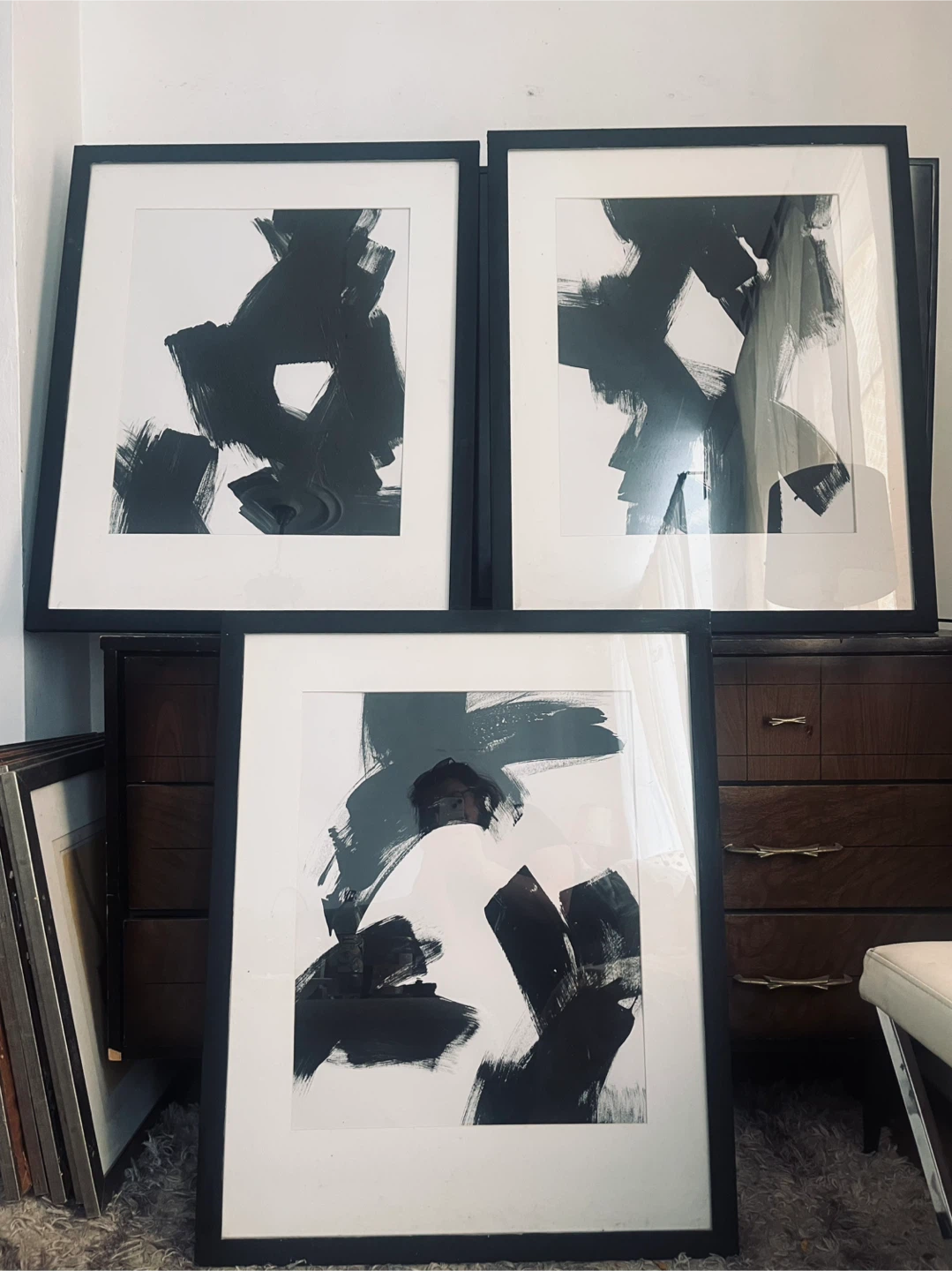 Set of 3 Abstract Art Originals - 26 x 32”