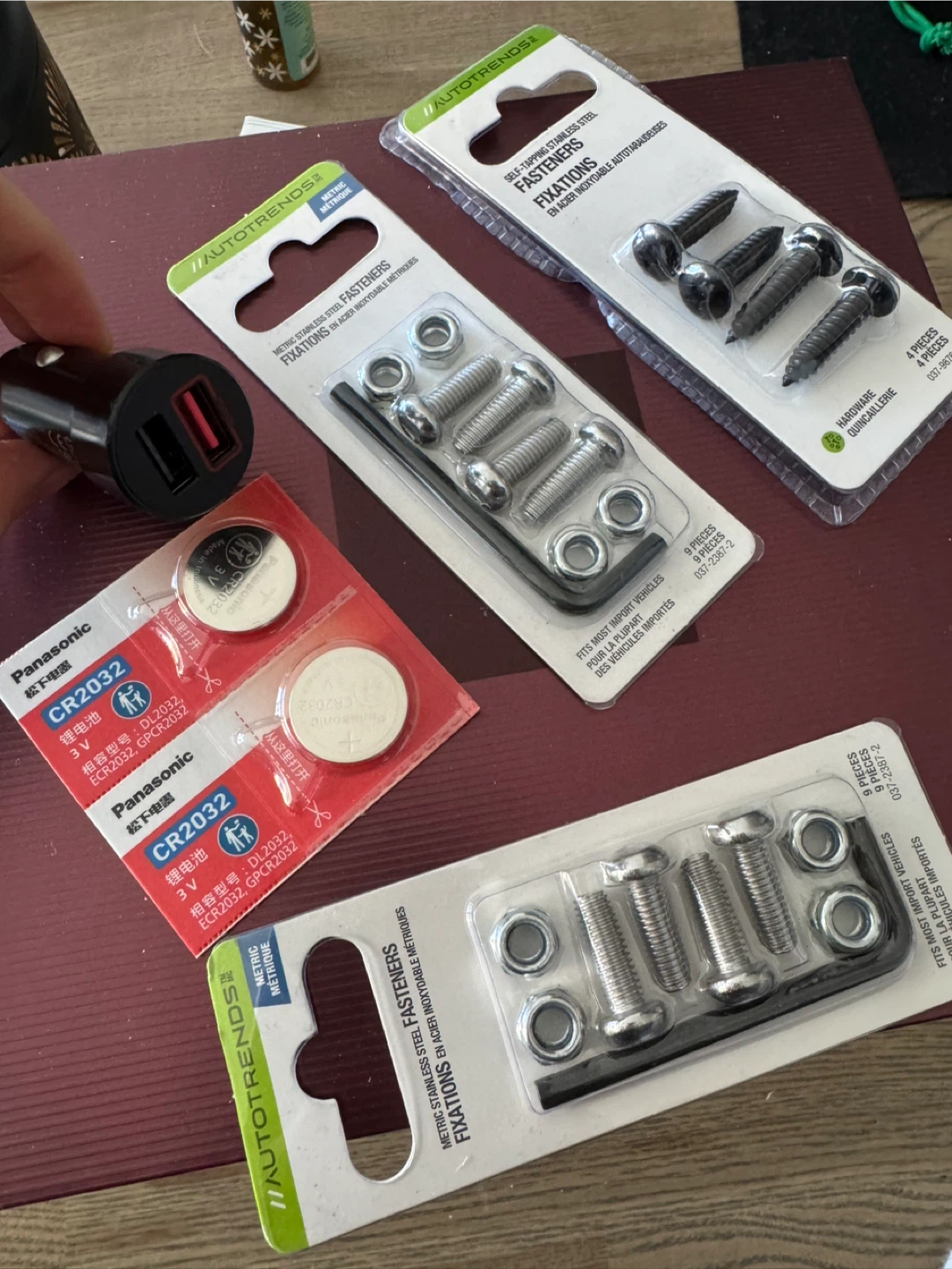 Autotrends Fasteners, Panasonic Batteries & Car Charger