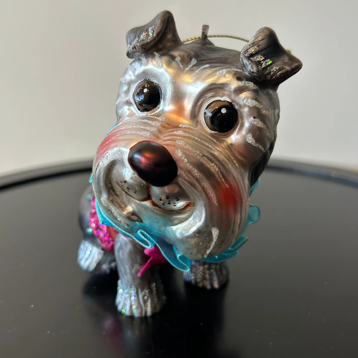 Large Glass Schnauzer / Terrier Dog Christmas Ornament