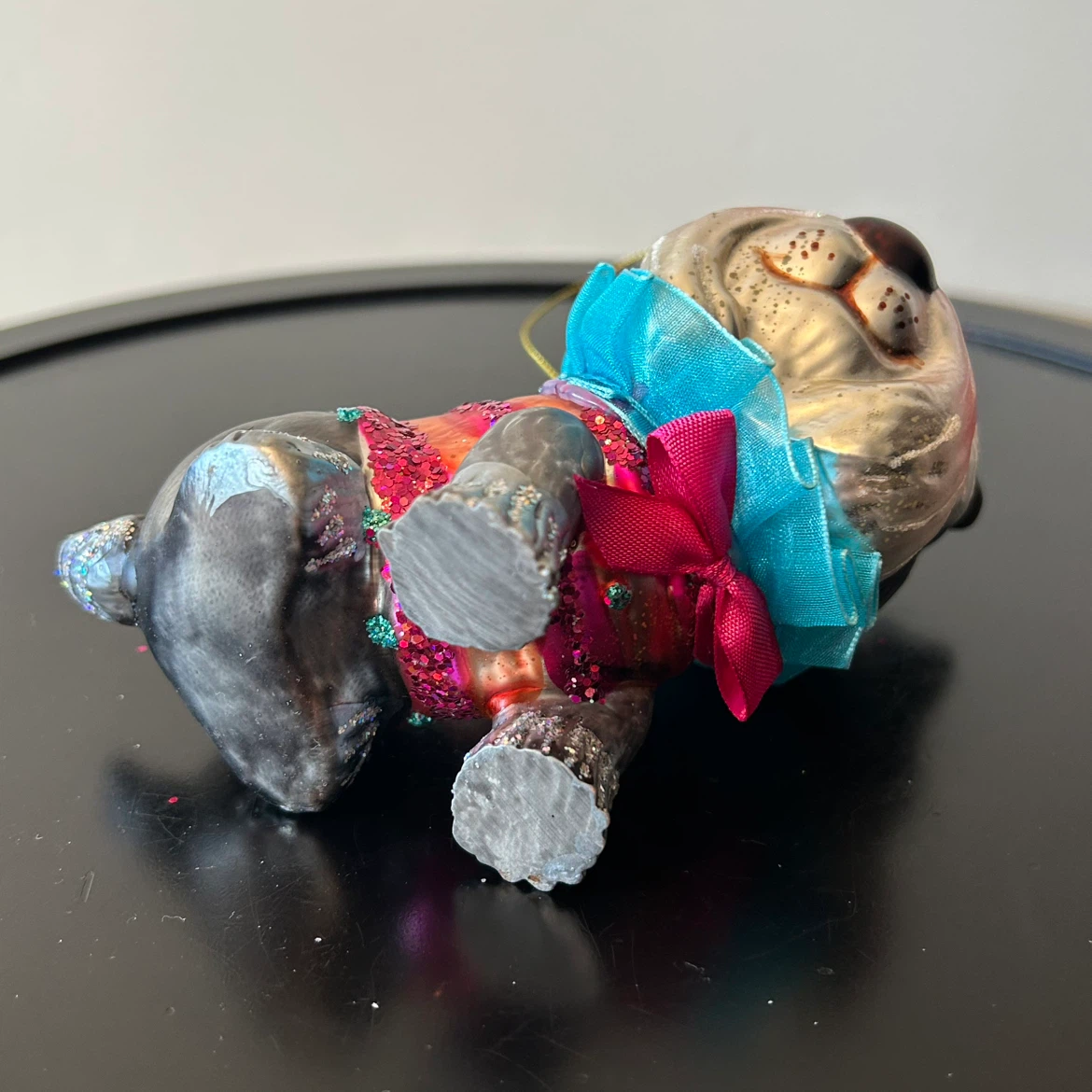 Large Glass Schnauzer / Terrier Dog Christmas Ornament - photo 3