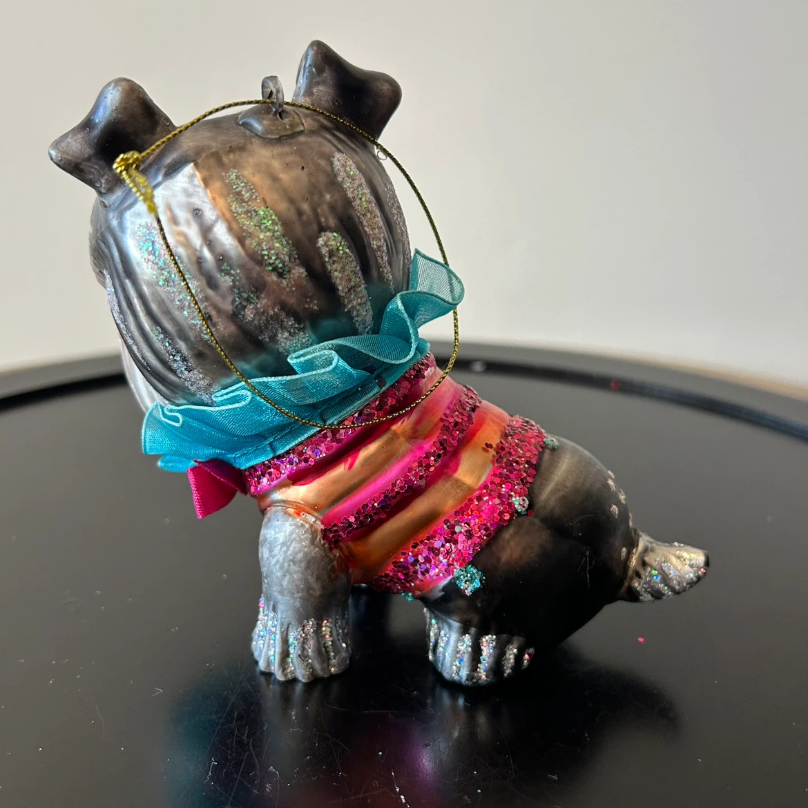Large Glass Schnauzer / Terrier Dog Christmas Ornament - photo 4