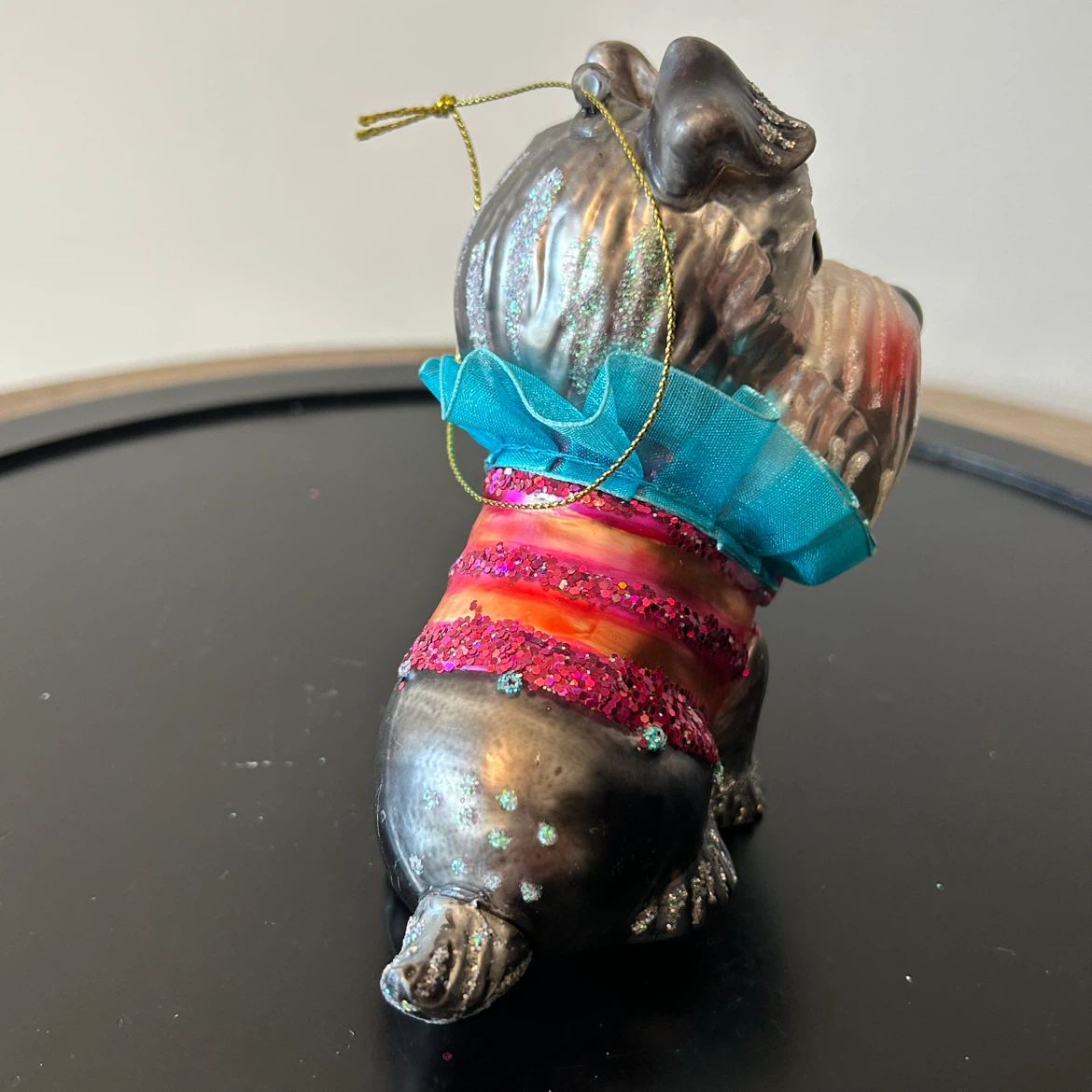Large Glass Schnauzer / Terrier Dog Christmas Ornament - photo 5