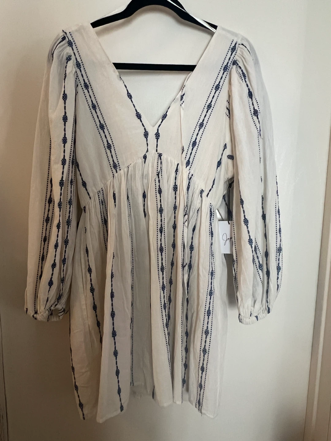 Joie White Embroidered V-Neck Dress