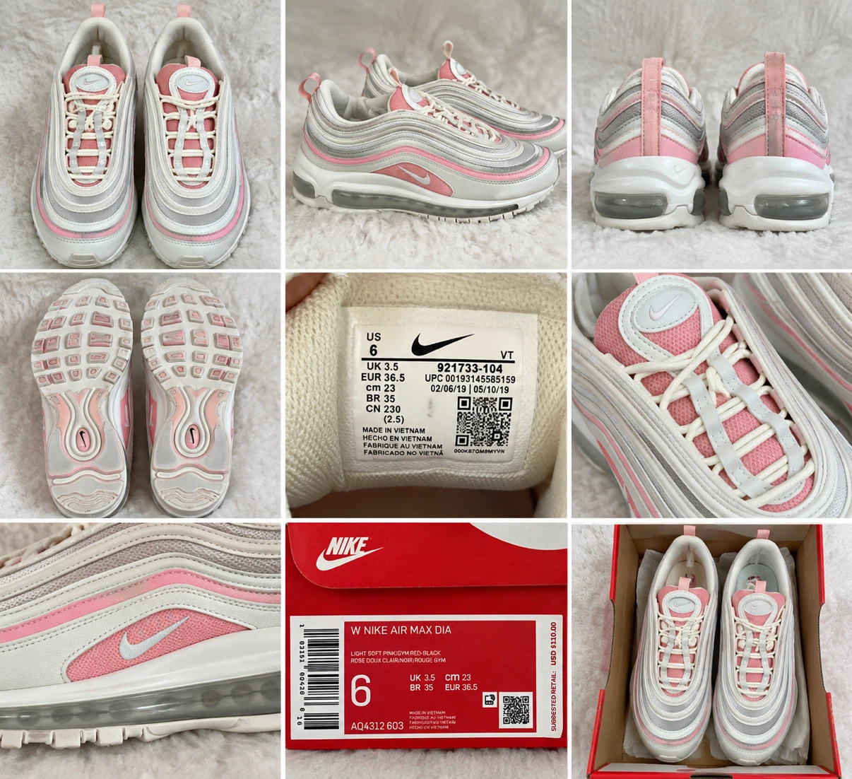 Nike Air Max 97 Light Soft Pink Sneakers Size 6