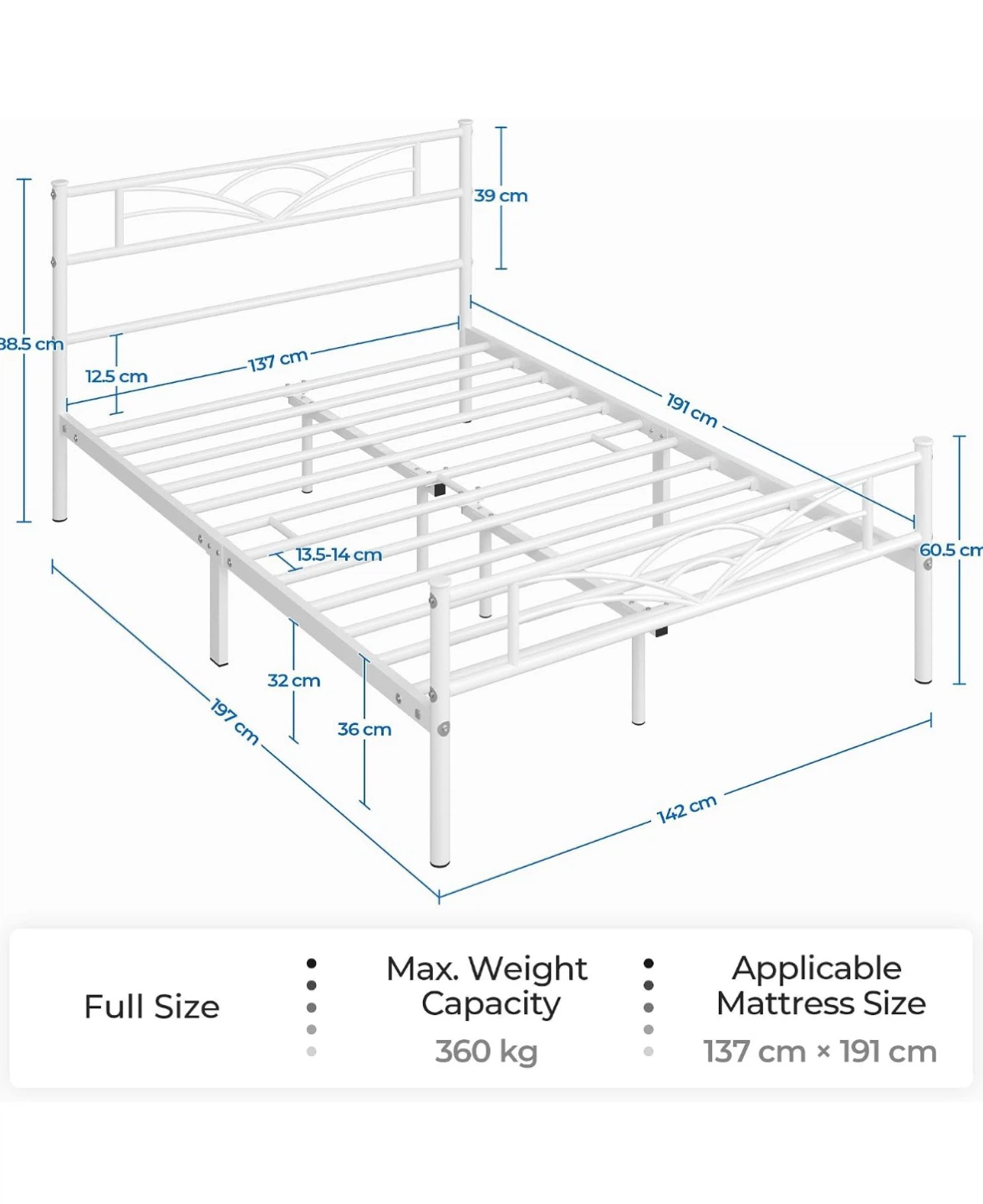 Full Size Metal Bed Frame and Mattress - photo 3