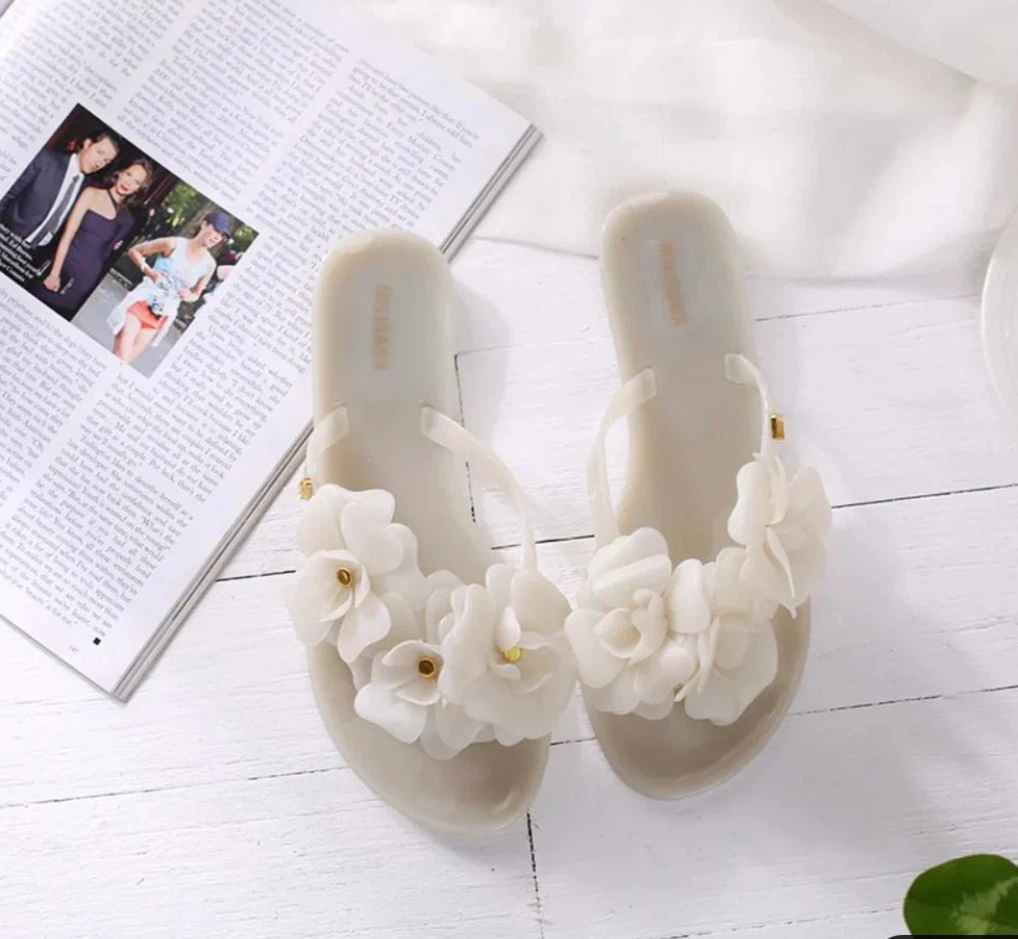 Size 8-8.5 Beach Waterproof Flower Jelly Sandals