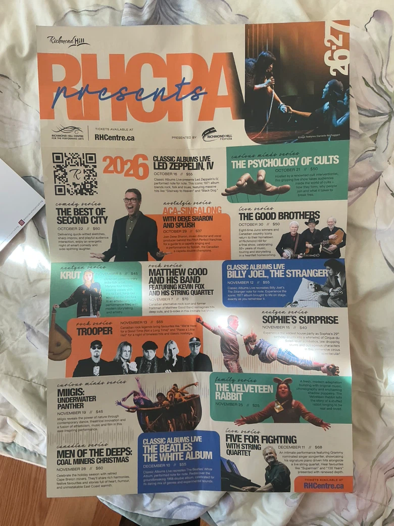 Richmond Hill Centre for the Performing Arts Season Brochure