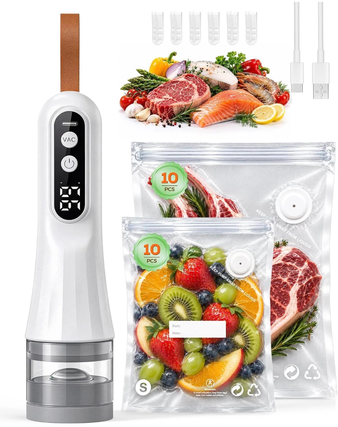 Portable Handheld Vacuum Sealer with 20 Bags