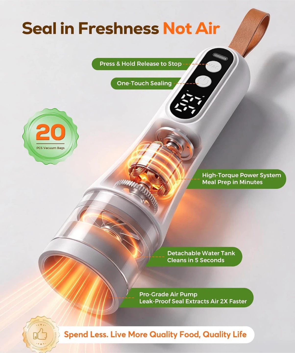 Portable Handheld Vacuum Sealer with 20 Bags - photo 5