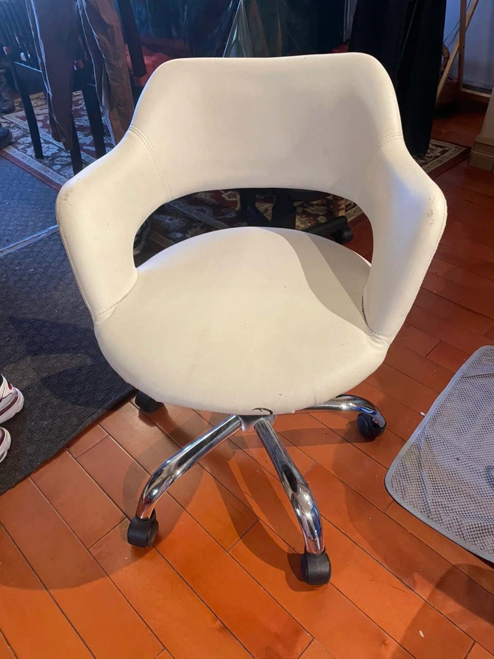 White Faux Leather Swivel Office Chair