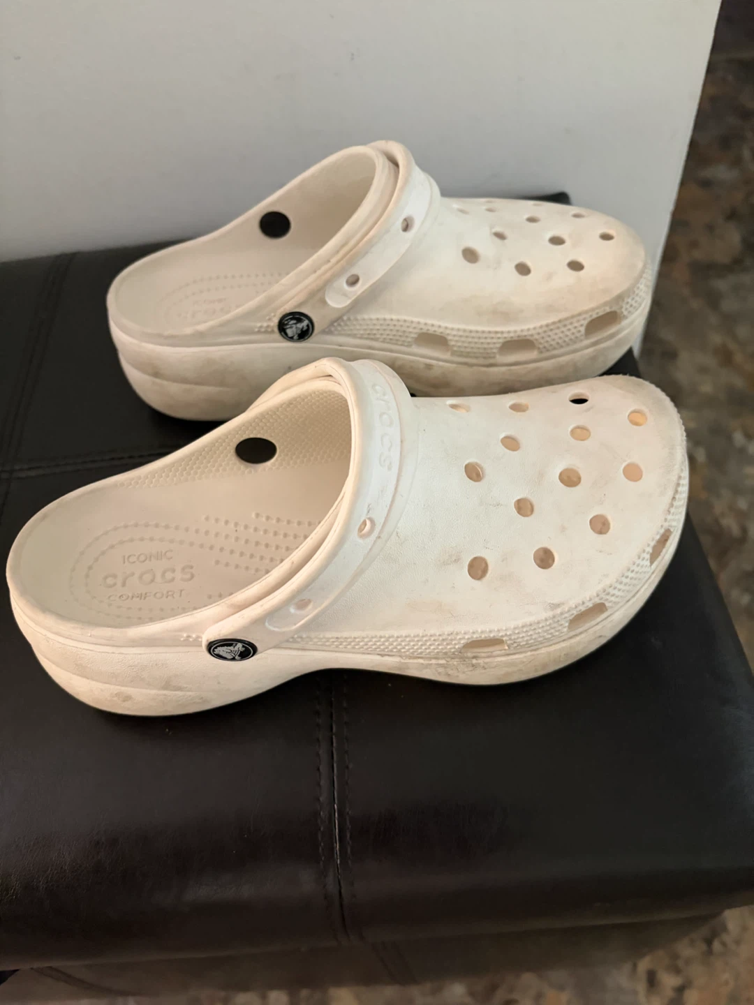 White Crocs Platform Clogs size 8