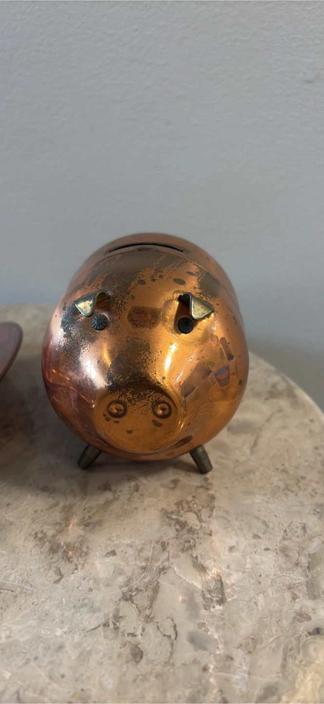 Vintage Copper Piggy Bank and Cowboy Hat - photo 2