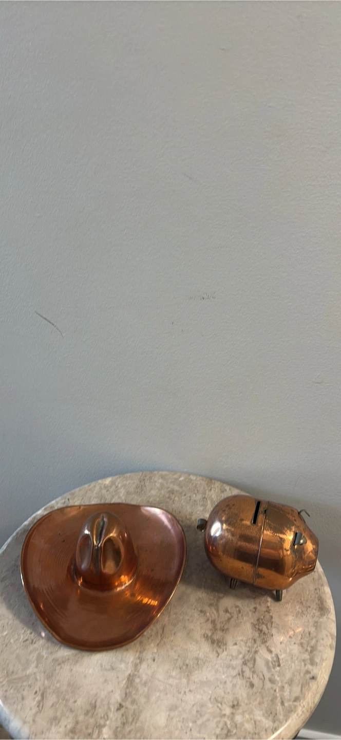 Vintage Copper Piggy Bank and Cowboy Hat - photo 4