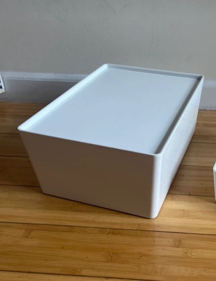 One White Plastic Storage Box with Lid