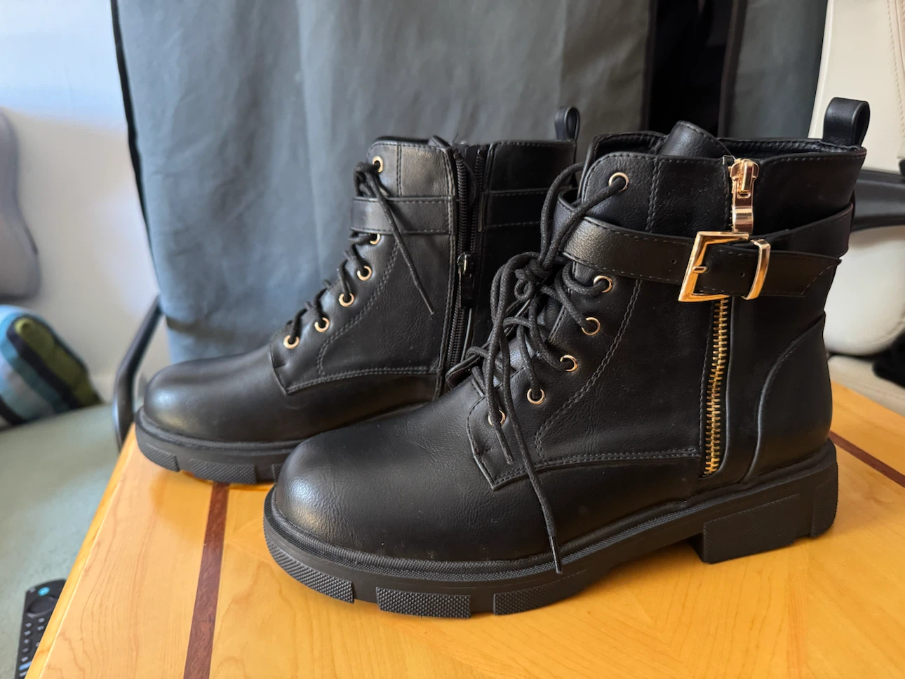 Black Lace-Up Combat Boots