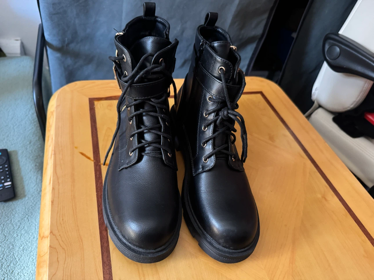 Black Lace-Up Combat Boots - photo 2