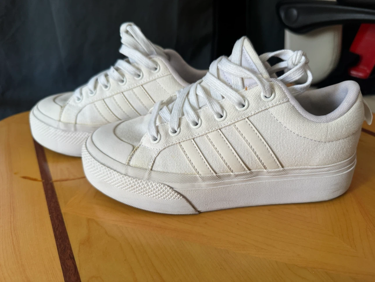 Adidas White Canvas Sneakers Size 6