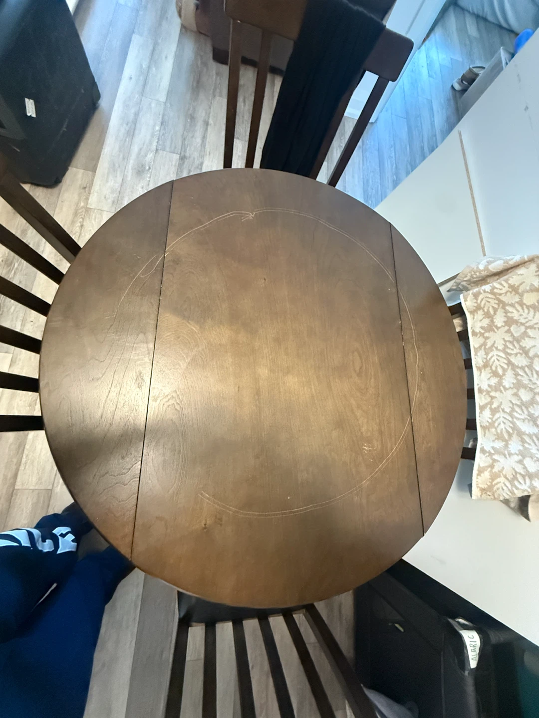 Round Wooden Dining Table with Two Chairs - photo 2