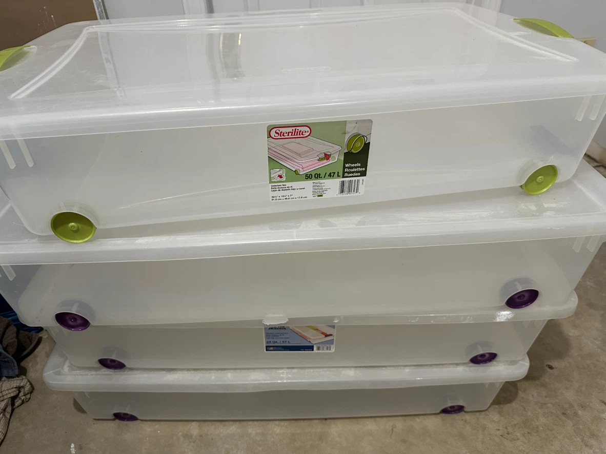 Storage bins- long with wheels