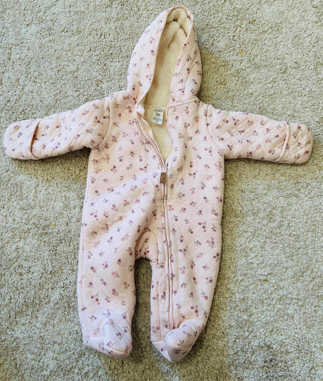 Carter's Floral Sherpa-Lined Baby Bunting Suit